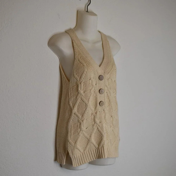 Sundance Sweater Tank Tunic Sz S Kenzie Cable Crochet Neutral Coastal Boho - Picture 4 of 13